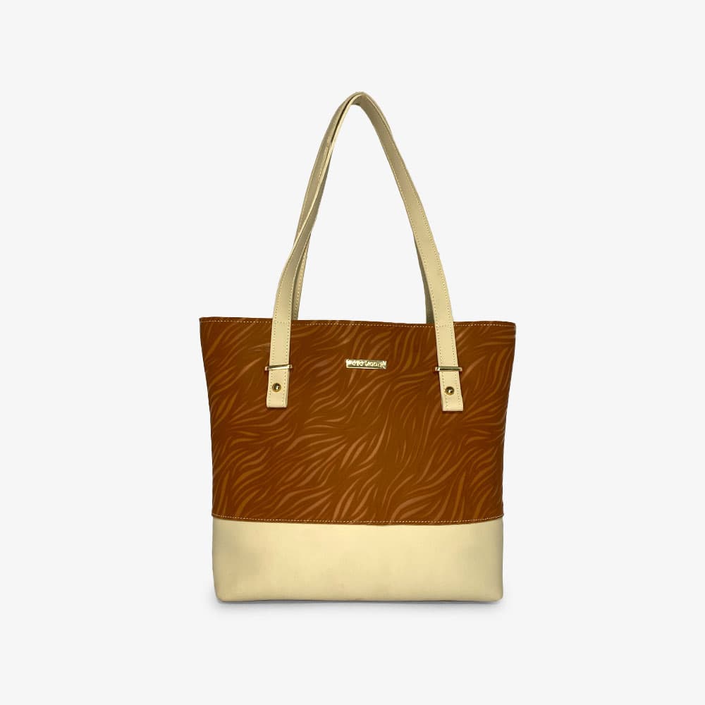 Color Blocked Light Brown-White