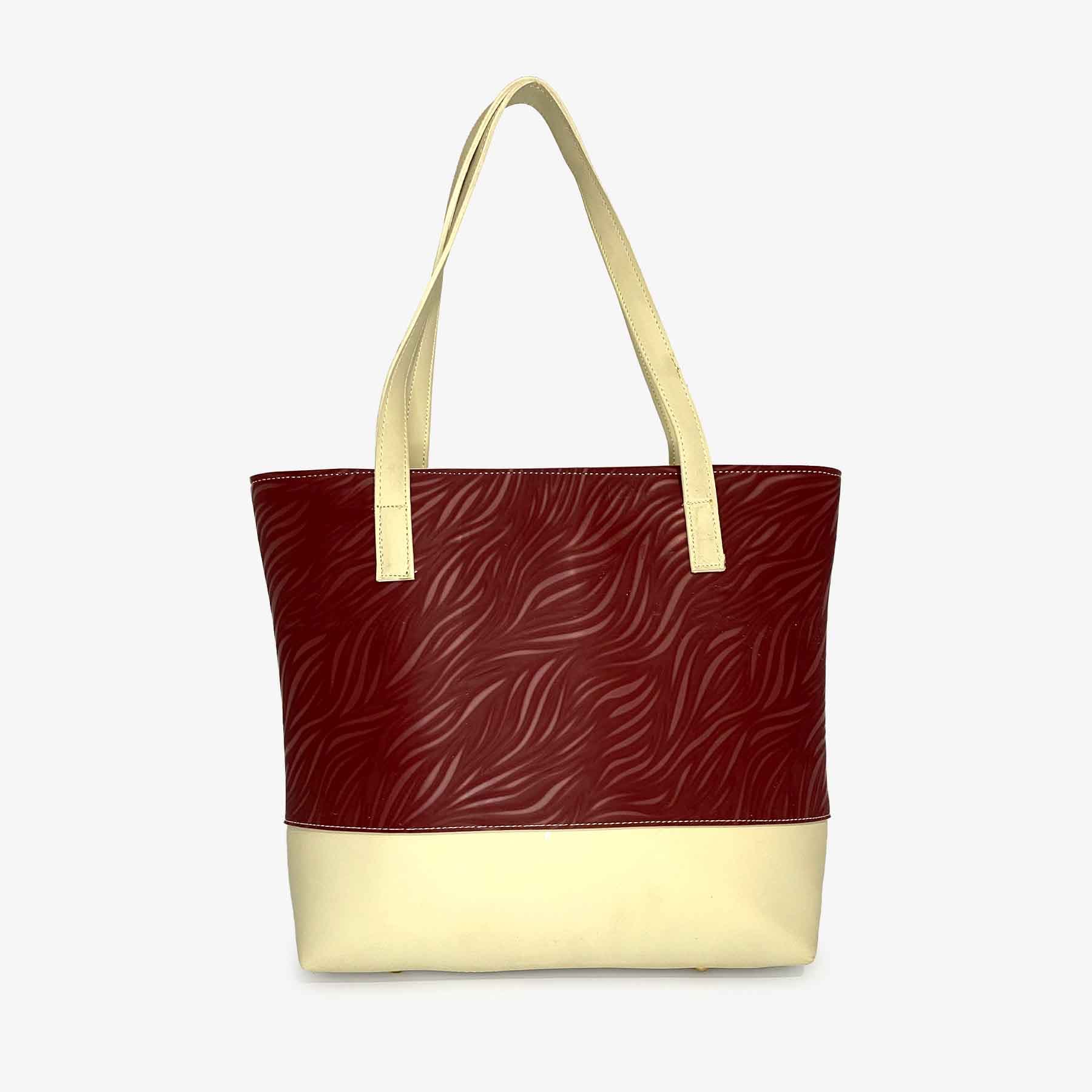 Maroon White Tote Bag