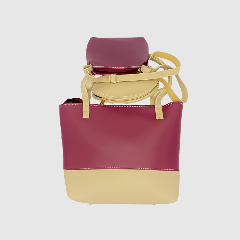Doir Maroon & Gray Tote Bag