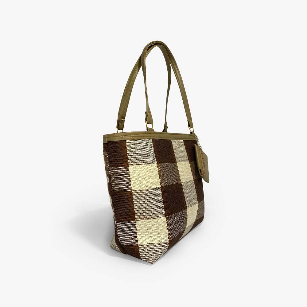 Check Pattern Maroon Tote Bag