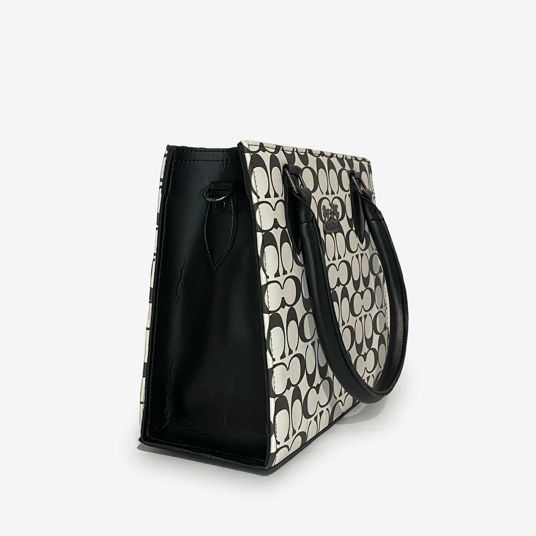 Coach White Black Tote Bag