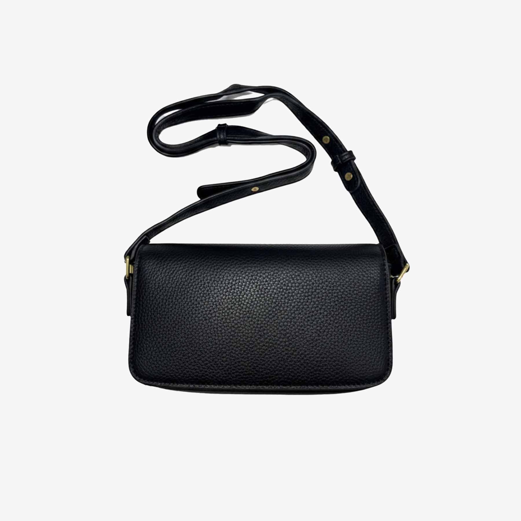 Small Pebbled Leather Crossbody Black