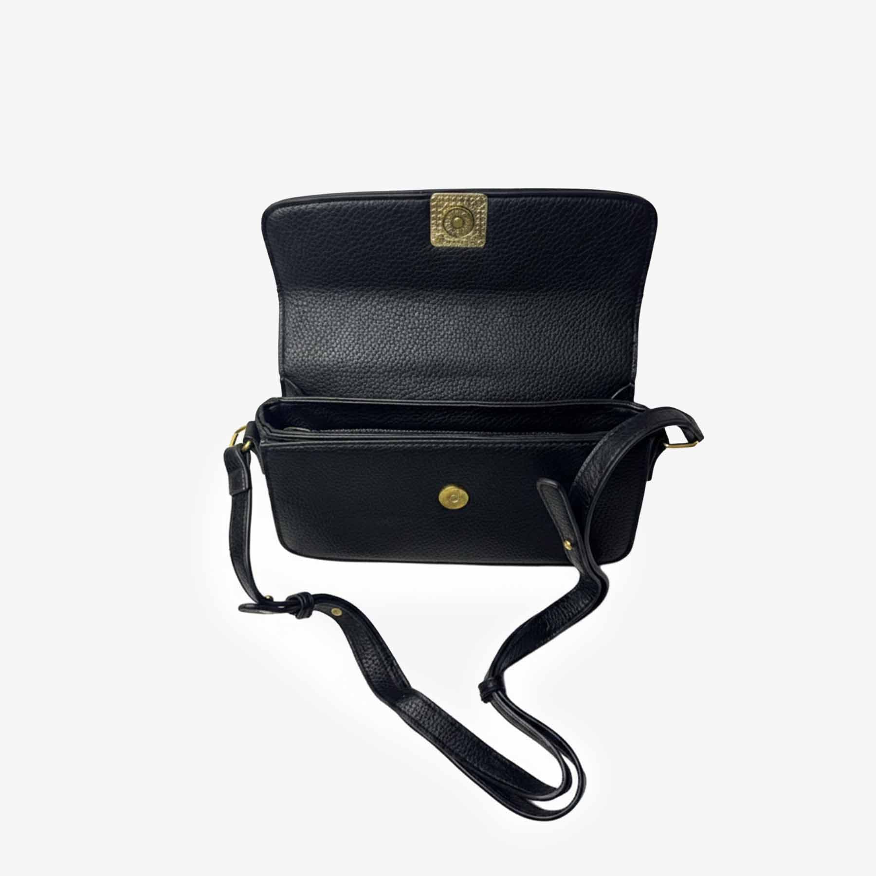 Small Pebbled Leather Crossbody Black