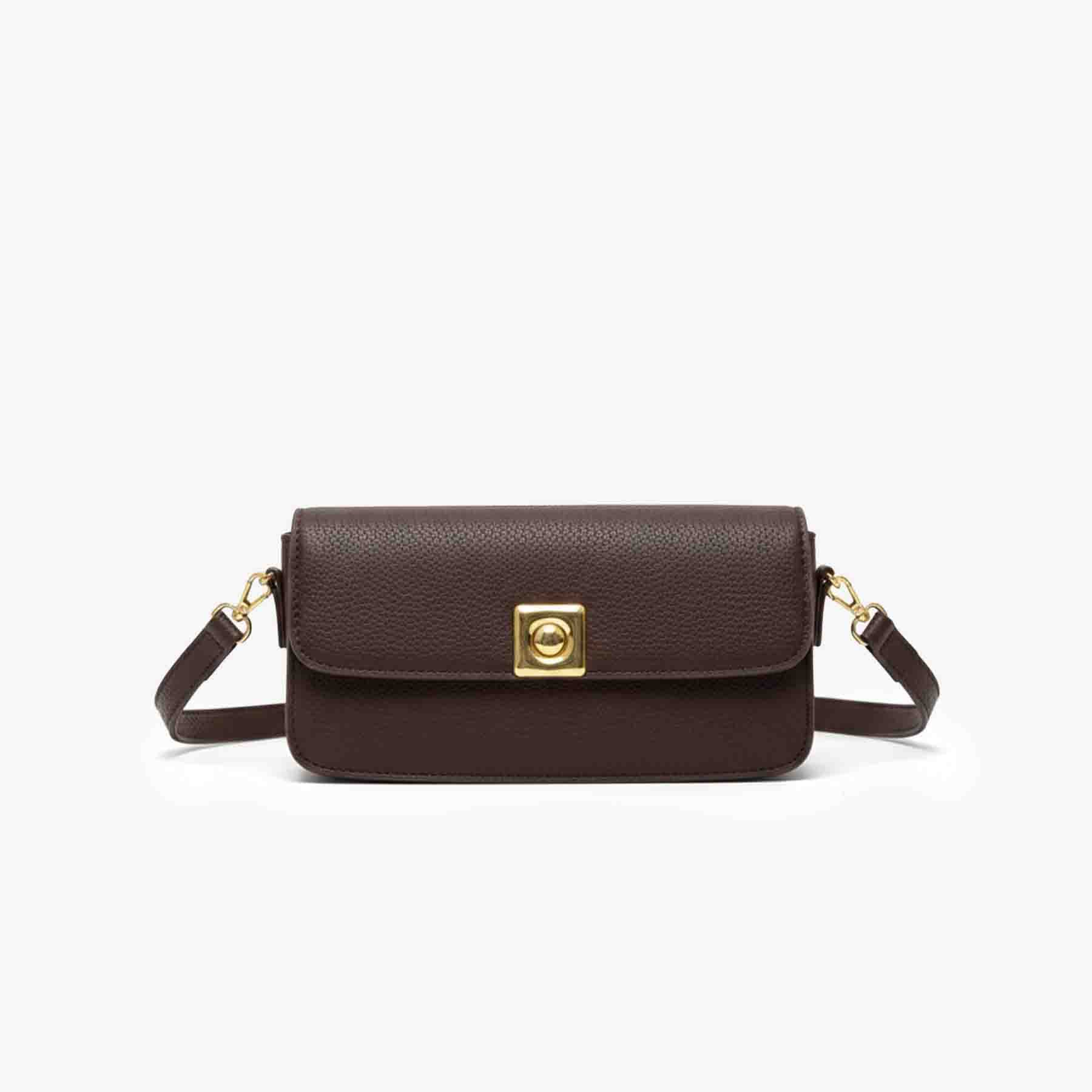 Small Pebbled Leather Crossbody Brown