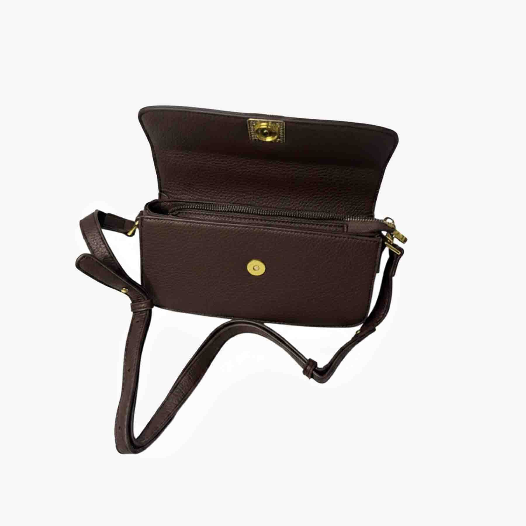 Small Pebbled Leather Crossbody Brown