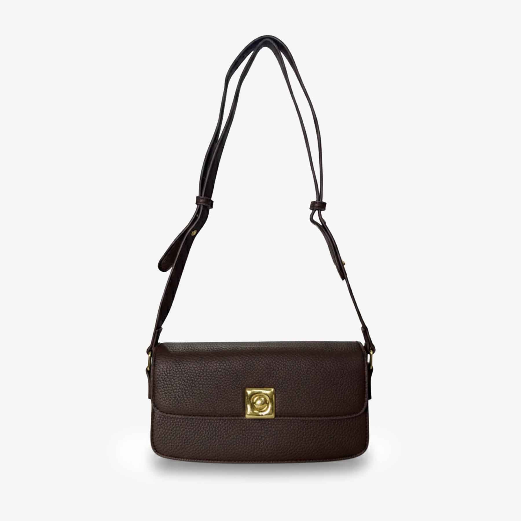 Small Pebbled Leather Crossbody Brown