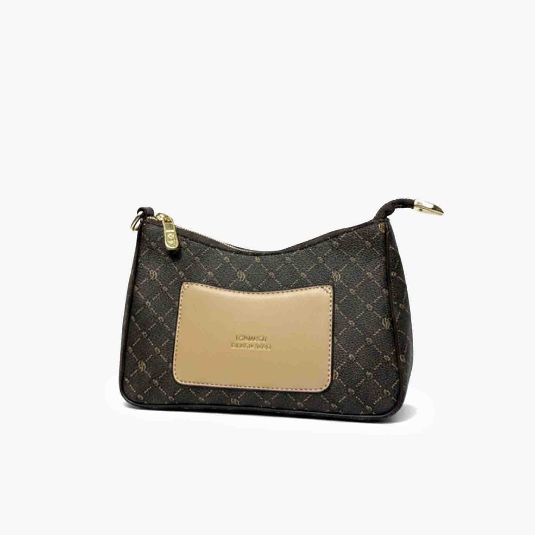 Zenve Checkered Underarm Bag Dark Brown