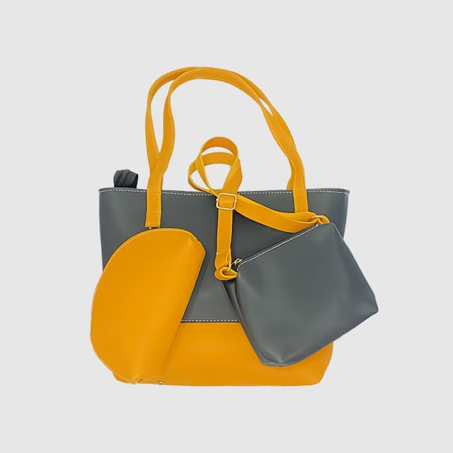 Zenve Set of 3 Tote Bag Black & Yellow