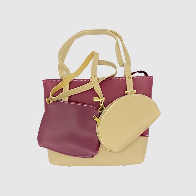 Zenve Set of 3 Tote Bag Maroon & Gray