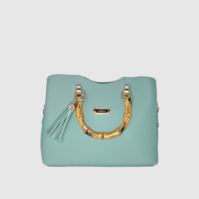Bamboo Handle Purse Aqua