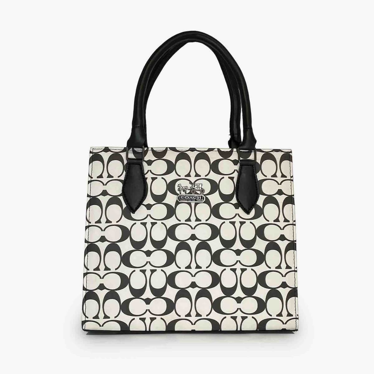 Coach White Black Tote Bag