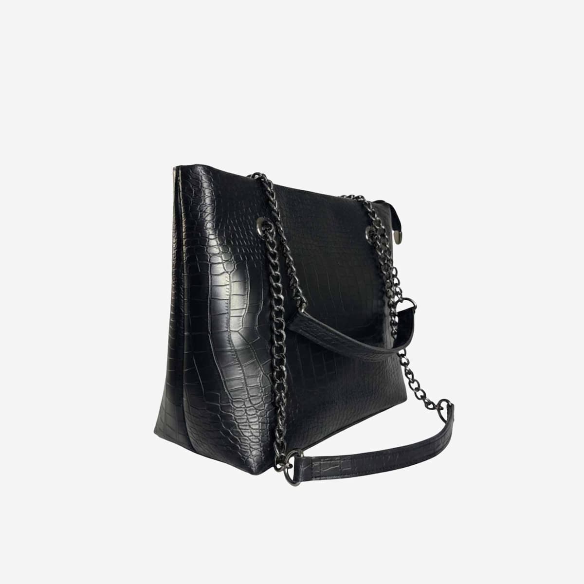 Premium Croco Leather Tote Bag Black