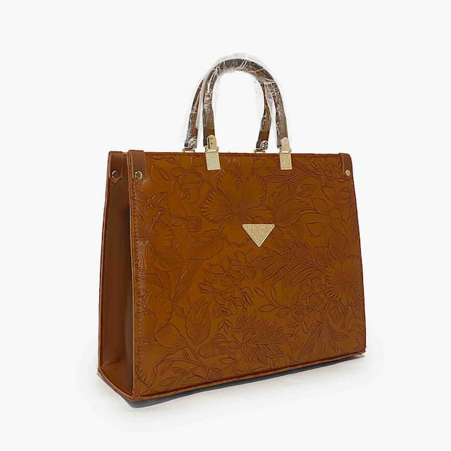 Flowers Designing Tote Bag Brown