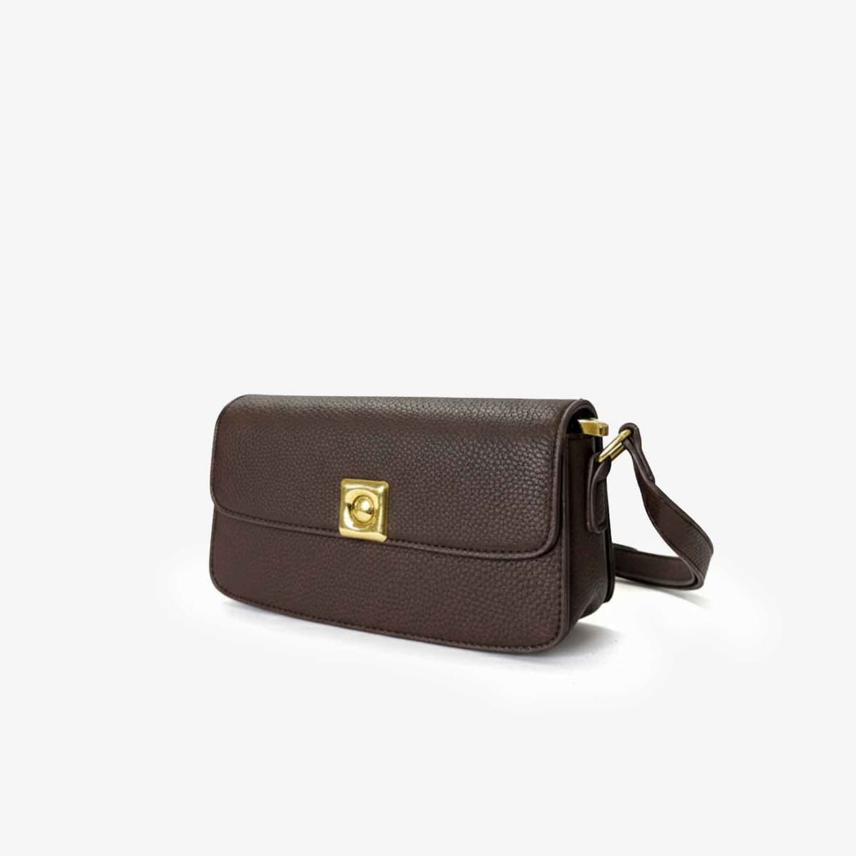 Small Pebbled Leather Crossbody Brown