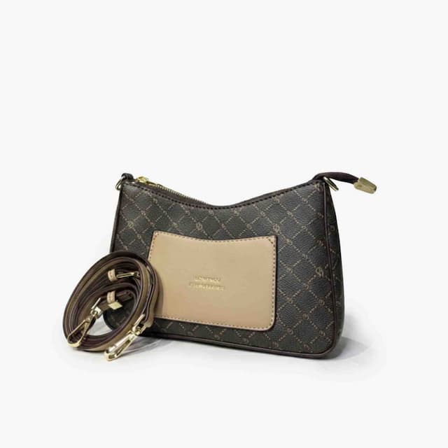 Zenve Checkered Underarm Bag Dark Brown